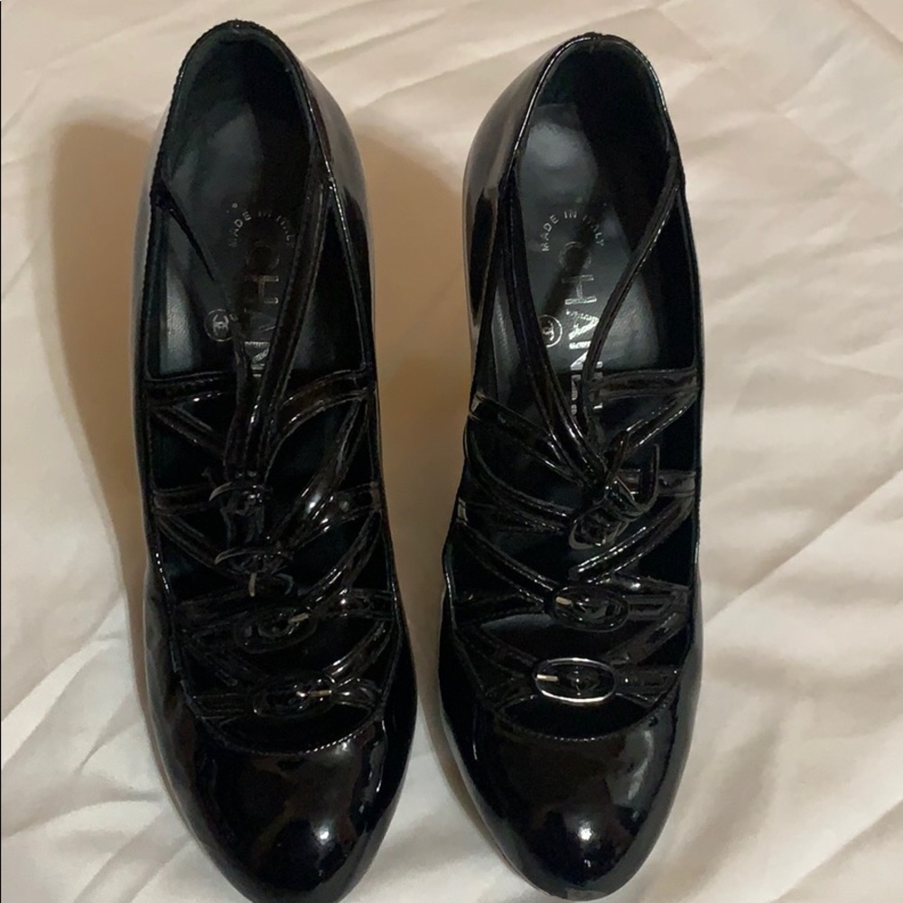 Women’s COCO CHANEL Black Buckle-Strap Heels